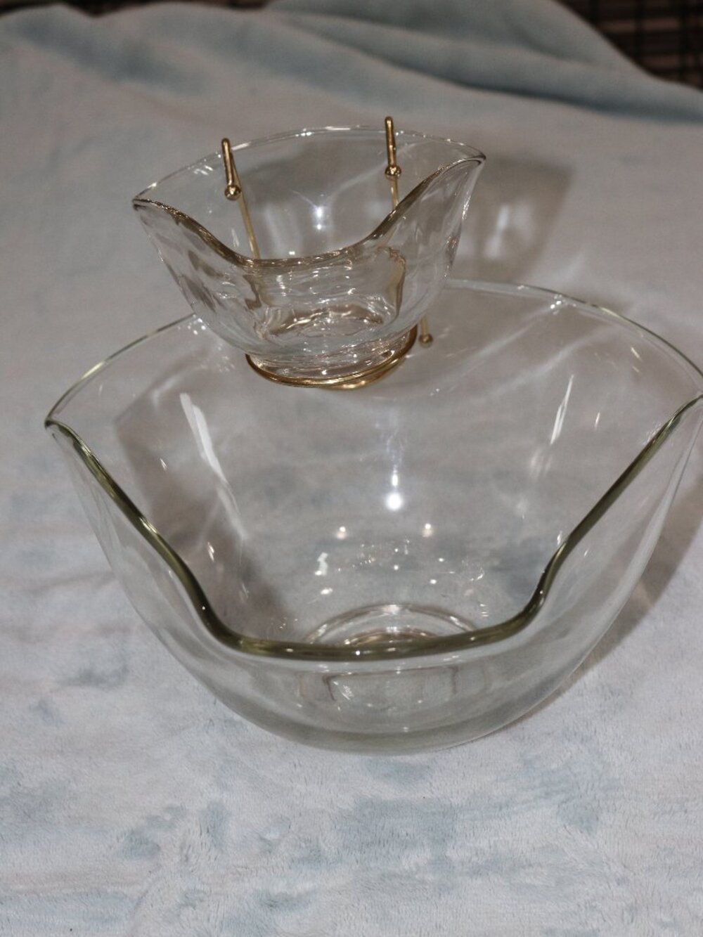 Vintage 1960s chip and dip bowl set. Two piece.